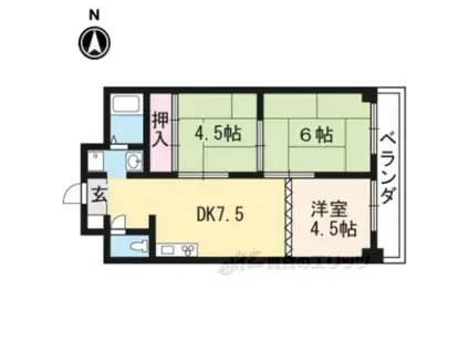 シャトー高野(2LDK/1階)の間取り写真