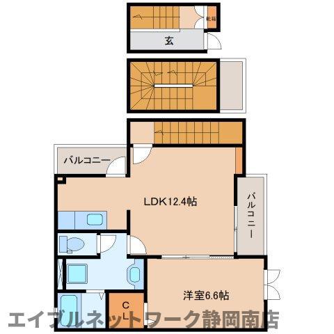 サウスウィンド(1LDK/3階)の間取り写真