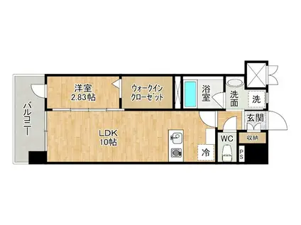 プレジデンスざ・さくら通(1LDK/2階)の間取り写真