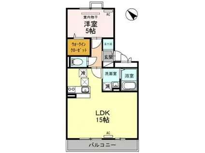 コンフォール亀田向陽(1LDK/1階)の間取り写真