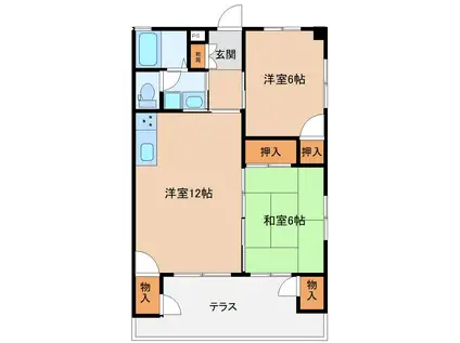 プレジールY(2LDK/1階)の間取り写真