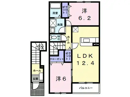 パミドーリI(2LDK/2階)の間取り写真