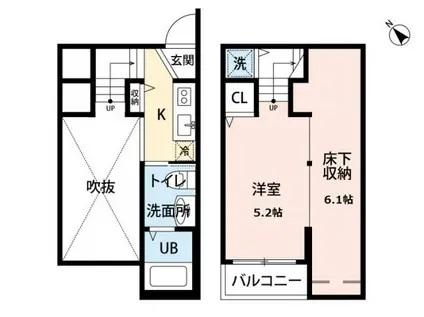 THE HOUSE 新水前寺(1SK/2階)の間取り写真