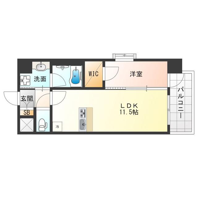 スプランディッド中之島DUE(1LDK/9階)の間取り写真