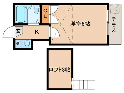 マーキュリーII(1K/1階)の間取り写真