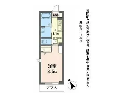 ルピナスガーデン(1K/1階)の間取り写真