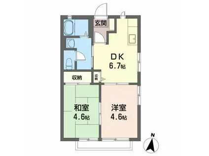 ケンタウルス デルタ(2DK/1階)の間取り写真