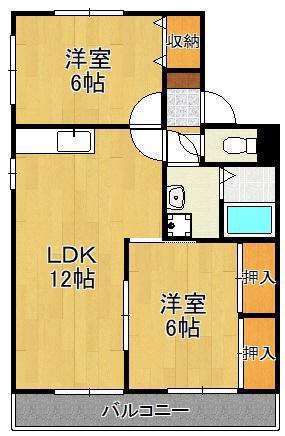 セジュールタカミ D棟(2LDK/2階)の間取り写真