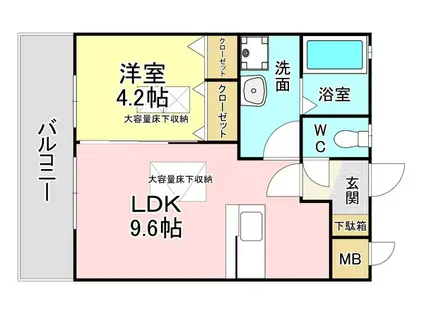 RENACE陣原(1LDK/1階)の間取り写真