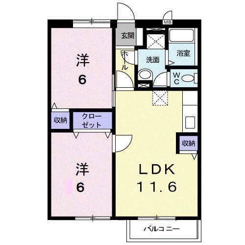 サニーヒル.ゴン(2LDK/1階)の間取り写真