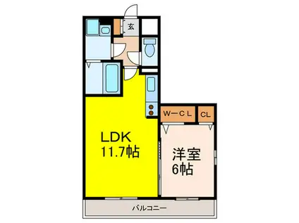 ボヌ ビー宝塚(1LDK/2階)の間取り写真