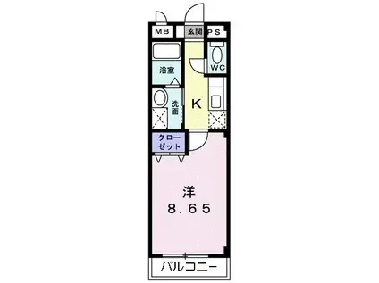 グランノヴァ(1K/1階)の間取り写真