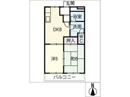 グリーンヒルズII(2DK/2階)の間取り写真