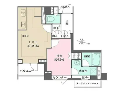 パークハウス中目黒(1LDK/1階)の間取り写真