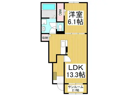 フォレスターナ ココB(1LDK/1階)の間取り写真