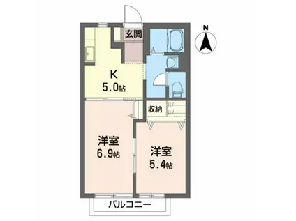 フェニックスB(2K/2階)の間取り写真