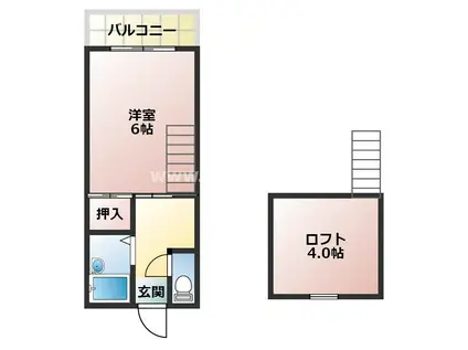 パトリエ加納 I(1K/2階)の間取り写真