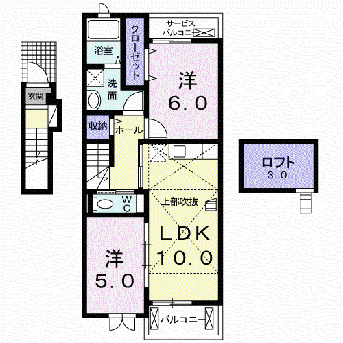 クアトロ・アロース(2LDK/2階)の間取り写真