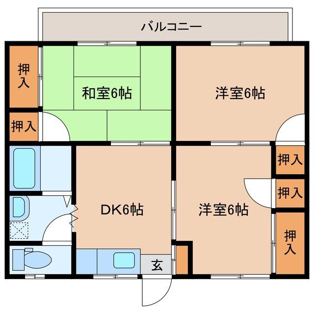 KOKOLOAI(3DK/2階)の間取り写真