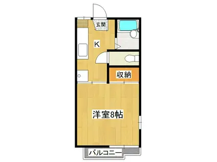 昴ハイツA(1K/2階)の間取り写真