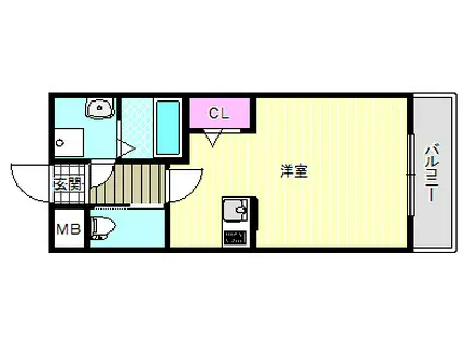 サンライフ北田辺(ワンルーム/2階)の間取り写真
