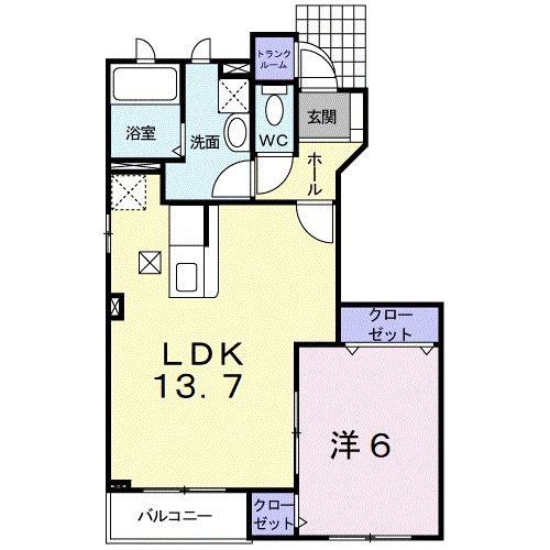 マーベラスコート壱番館(1LDK/1階)の間取り写真