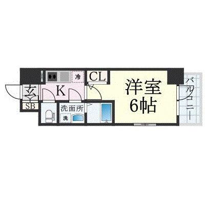 エスリード弁天町桜通レジデンス(1K/9階)の間取り写真
