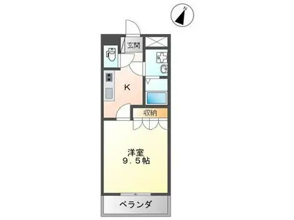 エスティール(1K/2階)の間取り写真