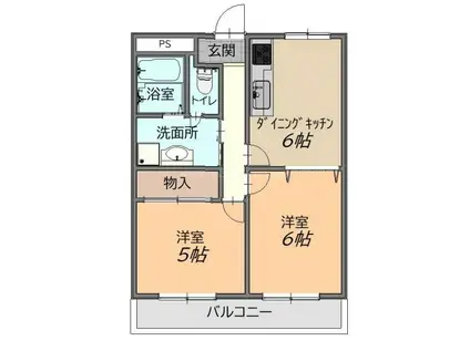 第5サンライフ瀬田(2DK/3階)の間取り写真