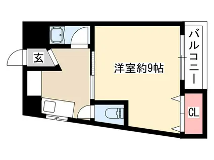 七福ビル(1DK/4階)の間取り写真