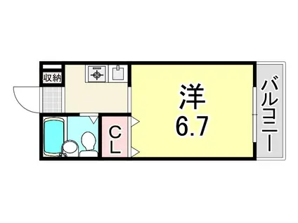 リバーサイドハイツ米田(1K/2階)の間取り写真