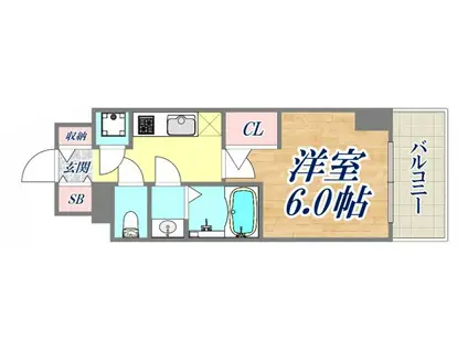 レジュールアッシュ神戸ハーバーランド(1K/6階)の間取り写真