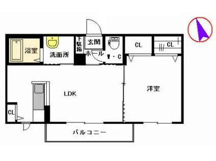 パーク ウィンドII(1LDK/2階)の間取り写真