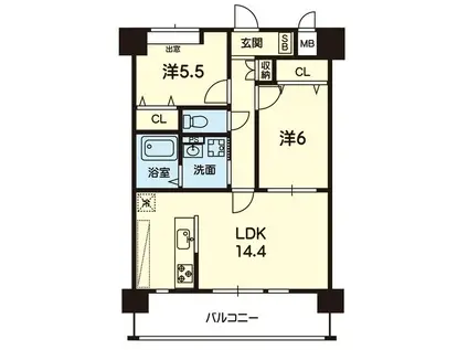 CROIREIII(2LDK/4階)の間取り写真