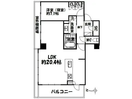 プレミスト浜松中央タワー(1LDK/4階)の間取り写真