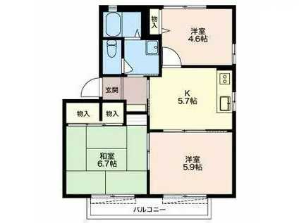 セナ・ブセナ A棟(3DK/2階)の間取り写真