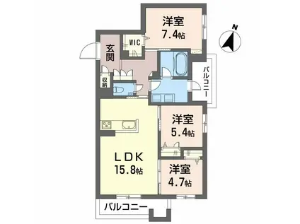 BALLOONFLOWER サウス(3LDK/2階)の間取り写真