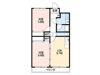 レジデンスあおみ(2LDK/3階)の間取り写真