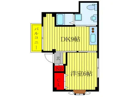 スティックビル(1DK/5階)の間取り写真