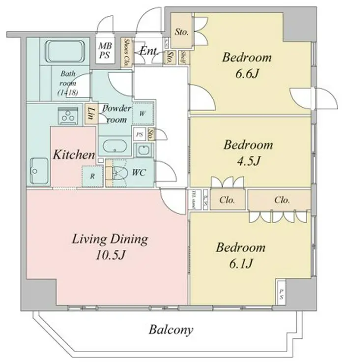 ドゥーエ日本橋 6階階 間取り
