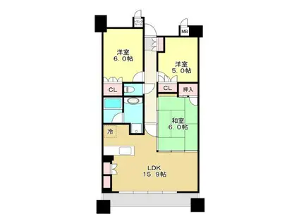 サンマンション山の手ヒルズ(3LDK/5階)の間取り写真