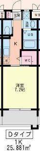 ウィングス重住(1K/6階)の間取り写真