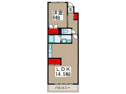 ロイヤルハイツ新曽(1LDK/1階)の間取り写真