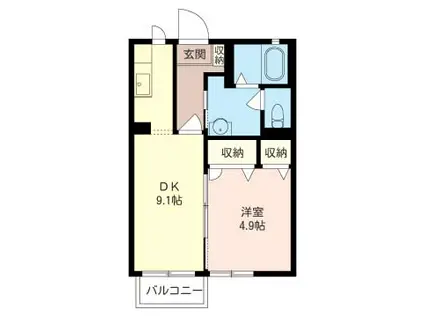 ウイル・ヴィレッジA101(1LDK/1階)の間取り写真