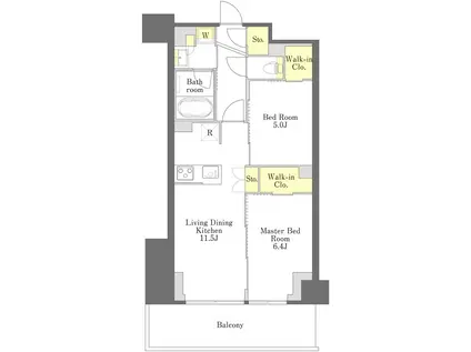 プライムメゾン江古田の杜イースト(2LDK/4階)の間取り写真