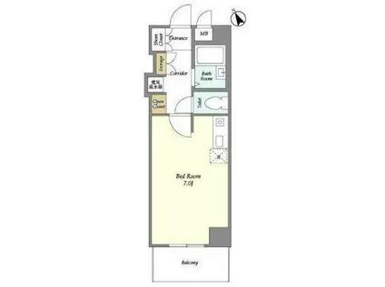 北辰レジデンス東船橋(ワンルーム/1階)の間取り写真