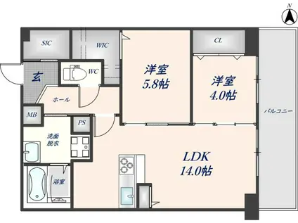 パークヒル新石切(2LDK/6階)の間取り写真