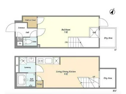 AGRATIO目黒諏訪山(1LDK/B1階)の間取り写真