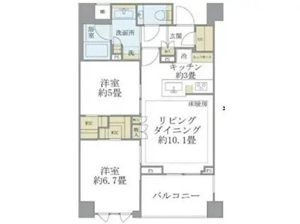 BRILLIA目黒大橋(2LDK/7階)の間取り写真