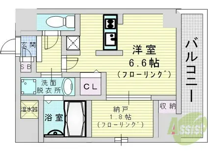 ONLYONE梅田北(ワンルーム/4階)の間取り写真